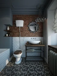 Toilet in loft style in apartment photo design