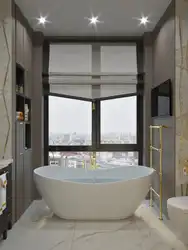 Bathroom with floor-to-ceiling windows photo