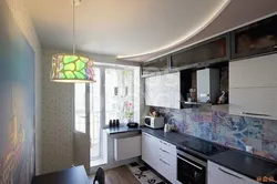 Kitchen stretch ceiling design 9 sq.m.