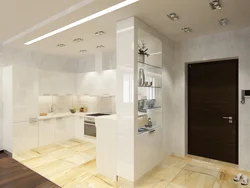 Design of the kitchen and hallway together in the house photo