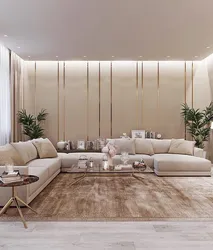 Modern living room interior in beige tones photo