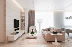 Modern living room interior in beige tones photo