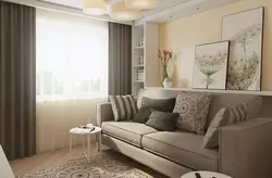 Beige living room photo in modern style