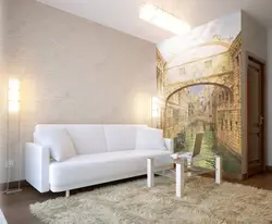 Qonaq otağının interyerində müasir freska