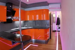 Кухня черно оранжевая фото
