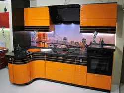 Кухня черно оранжевая фото