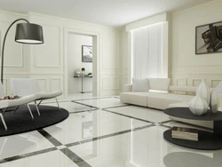 White Porcelain Stoneware Floor In The Interior Of The Kitchen Living Room