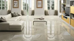 White Porcelain Stoneware Floor In The Interior Of The Kitchen Living Room