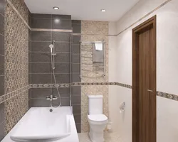 Photo of tiles in the toilet and bathroom in the apartment