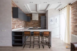 Loft-style kitchens with a bar counter photo design