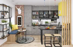 Loft-Style Kitchens With A Bar Counter Photo Design