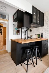 Loft-style kitchens with a bar counter photo design