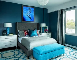 Дизайн спальни в серо голубых тонах