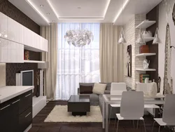 Rectangular living room kitchen design