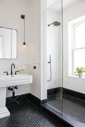 Black And White Bathroom With Shower Photo