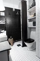 Черно Белая Ванная Комната С Душевой Кабиной Фото