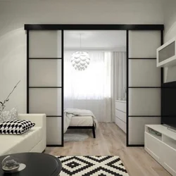 Дизайн комнаты разделенной на две зоны спальня и гостиная
