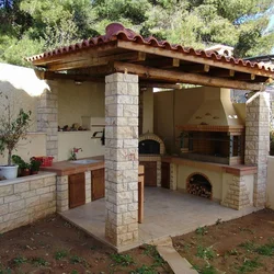Кухня на даче с барбекю фото