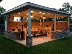 Kitchen in the country with barbecue photo