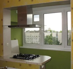 Kitchen with balcony design in Khrushchev