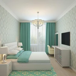 Wallpaper With A Pattern In The Bedroom Interior Photo