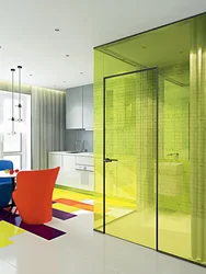 Glass wall in apartment photo