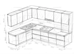 Kitchen drawing design photo