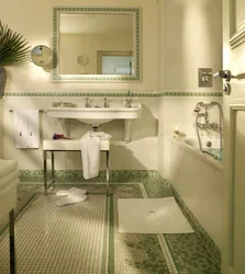 Інтэр'ер ванны ў фісташкавым колеры