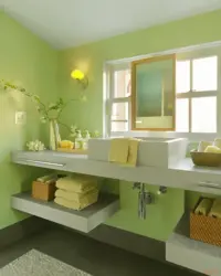 Інтэр'ер ванны ў фісташкавым колеры