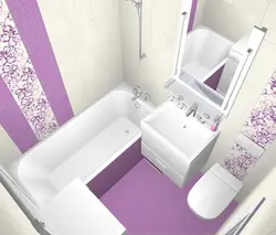 Bathroom interior with toilet and washing machine in apartment