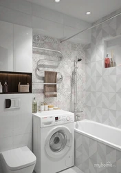Bathroom Interior With Toilet And Washing Machine In Apartment