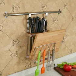 Kitchen railing with hooks photo