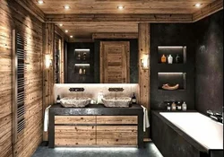 Dark wood bathroom design