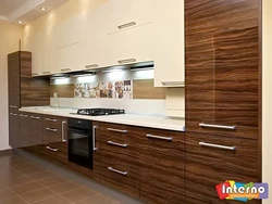 Kitchen white top wooden bottom with white countertop photo