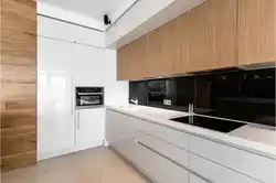 Kitchen White Top Wooden Bottom With White Countertop Photo