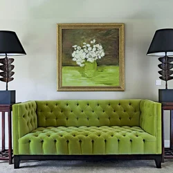 Green Sofa In The Kitchen Interior