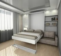 Bedroom design in an apartment with a sofa