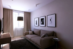 Bedroom design in an apartment with a sofa