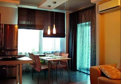 Curtains In The Interior Of The Kitchen Living Room In A Modern Style Photo