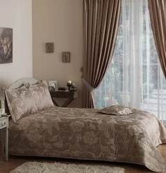 Beige Curtains In The Bedroom Interior