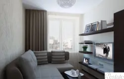 Living room with loggia 17 m design