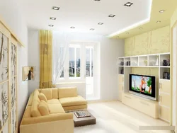 Living room with loggia 17 m design