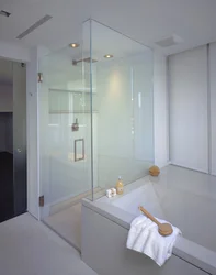 Bath design with glass partition