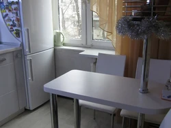 Tables in the kitchen Khrushchev in the interior photo