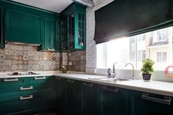 Emerald Colored Kitchen In The Interior