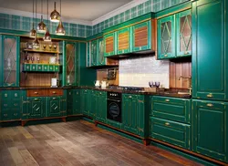 Кухня колеру ізумруд у інтэр'еры