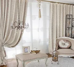 Velvet curtains in the bedroom interior