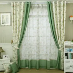 Green curtains for bedroom photo