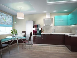 Colors combined with brown and beige in the kitchen interior