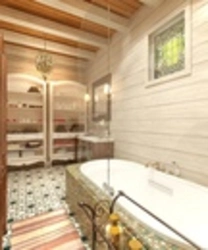 Photo of a bathroom in a timber house